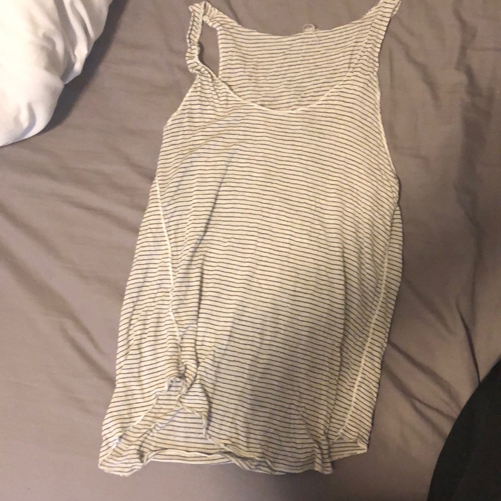 White tank top with blue stripes
